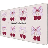Cherry Bow Desk Mat Coquette Aesthetic Gaming Mouse Pad Large Xxl Mouse Pad Cute Non-Slip Rubber Base Keyboard Pad Waterproof Girly Desktop Mat For Laptop Computer Work Game Home Office-Cherry Bow