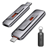 1Tb Flash Drive Ssd External, Push-Pull Usb Drive Up To 1000Mb/S Dual Head, Thumb Drive-Usb Ssd Memory Stick For Iphone 15/16/17, Android, Tablet, Win& Mac Zinc Alloy