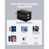 4-Pack Dual Port Usb Wall Charger 12W 2.4A Fast Charger Block For Iphone 17/16/15/14/13/12/11/X/8, Ipad, Airpods, Android, Samsung, Google Pixel, Moto, Lg - Compact Cube Adapter (Black)
