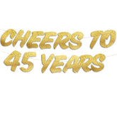 Cheers To 45 Years Gold Glitter Banner - 45Th Birthday And Anniversary Party Decorations
