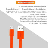 Replacement Flip 4 Charging Cable Micro Usb Fast Charger Flat Power Cord Compatible With Jbl Bluetooth Speaker Flip 3 4 Go Xtreme Charge 2+ Charge 3 Pulse 2 3 Clip 2 Micro Ii Micro Trip Speaker-Orange