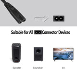 6Ft Power Cord For Jbl Partybox 100 110 200 300 310 710 1000 On-The-Go Speaker, Onn Party Speaker, Jbl Soundbar 2 Prong Power Cable Replacement