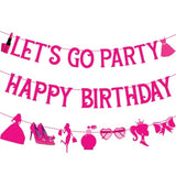 Hot Pink “Let’s Go Party” Birthday Banner for Women & Girls