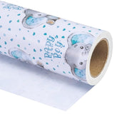 Baby Boy Wrapping Paper - Mini Roll - 17 Inch X 33 Feet - Adorable Blue Elephant Design For Baby Shower, Party, Holiday