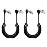 65W 4-In-1 Retractable Fast Charging Cable, 2M/6.5Ft Spring Coiled Usb-C To L/Usb-C/Usb-A Multi-Device Cord For Iphone 15/14/13, Ipad, Samsung, Macbook, Laptop, Car, Tablet (2)