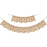 Burlap Merry Friendsmas Banner Christmas Holiday Friends Party Supplies Garland Decoration