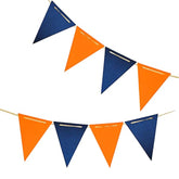 Blue & Orange Vintage Pennant Banner, 30 Double-Sided Triangle Flags
