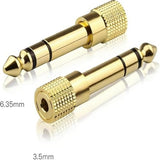 Stereo Headphone Adapter, Gold Plated 6.35mm (1/4) Male to 3.5mm (1/8) Female Audio Jack Plug for Guitar, AMP, Mixer, Speakers - 2 Pack