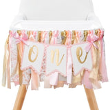 Pre-Strung Pink Highchair Banner 1st Birthday Party Decor for Girls