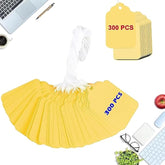 Yellow Price Tags 300Pcs, Matte Tags With Strings Attached Marking Merchandise Hang Tags Labels For Christmas Gifts Jewelry Clothing Garage Yard Rummage Sale Supplies 1.69 X 2.75 Inch