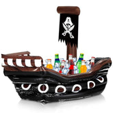Halloween Inflatable Pirate Ship Drink Cooler Inflatable Serving Bar Food Container For Summer Halloween Pirate Birthday Party Favor Supplies Decorations(Black,Classic)