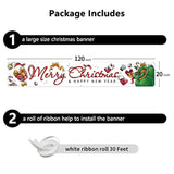 Large Merry Christmas Banner 120" X 20" Xmas Outdoor Decorations Double Printed Happy New Year Yard Sign Holiday Party Supplies Backdrop Home Decor For Garden House Fence Garage Indoor Gifts