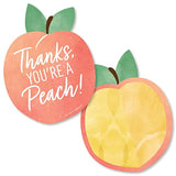 Big Dot of Happiness Sweet as a Peach - Shaped Thank You Cards - Fruit Themed Baby Shower or Birthday Party Thank You Note Cards with Envelopes - Set of 12