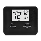 Non-Programmable Digital Thermostat For Home, Up To 1 Heat/1 Cool With Large Lcd Display, Compatible With Single Stage Electrical And Gas/Oil System, Black