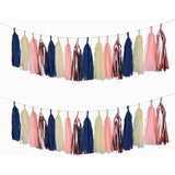 20 Pcs Navy Blue Rose Gold Tassels Garland Tissue Paper Tassels Banner