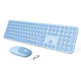 seenda Wireless Keyboard and Mouse, USB & Type C 2-in-1 Receiver, SK73-3 Full Size Teal Wireless Keyboard Mouse Combo, Compatible for Windows, MacBook Pro/Air, Laptop, Desktop, PC - Blue