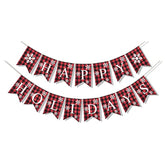 Happy Holidays Banner Christmas New Years Eve Decorations For Fireplace Rustic Buffalo Plaid Merry Christmas Home Outdoor Hanging Decor