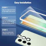 OMOTON 3+2 Pack Screen Protector and Camera Lens Protector for Samsung Galaxy S24 FE, Anti Scratch, Bubble Free