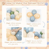 156Pcs Blue And Yellow Balloon Arch Kit, Pastel Balloons With Blue Yellow Sage Green Sand White Balloons For Classic Bear Themed Baby Shower Wedding Birthday Party Decorations