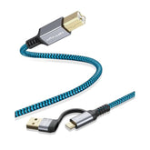 Usb B To Usb C Printer Cable 6.6Ft/2M - Nylon Braided Type B To Type C Printer Cord For Macbook Pro/Air, Midi Cable Compatible With Yamaha Piano Keyboard, Dac, Dj Controller For Ipad