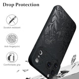 Case for iPhone 17 Pro Max Black Floral Flower Pattern Print Design Soft TPU Full Camera Lens Anti-Drop Anti-Scratch Shockproof Protective Slim Cover