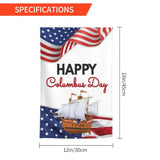 Happy Columbus Day Garden Flag Banner Backdrop Yard Signs Outdoor Party Decorations 12x18in