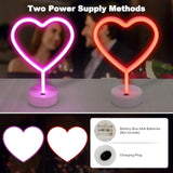Valentines Day Decorations, 2 Pack Heart Neon Signs, Led Pink Lights Battery Operated Or Usb Powered, Neon Lights Heart Decor For Valentine'S Day Gifts, Wedding, Party, Pink Room Decor