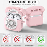 Compatible With Airpods 4 Case 2024 With Cleaner Kit, Retro Phone Design For Airpod 4Th Generation Case Cover, Soft Silicone Shockproof Protective Case For Air Pods 4 Cases Cute (Pink)
