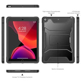 Case For Ipad 9Th/8Th/7Th Generation 10.2-Inch (2021/2020/2019 Release), With Built-In Screen Protector And Kickstand, Rugged Full Body Protective Cover For Ipad 10.2 Inch - Black