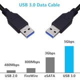 Short Usb To Usb Cable 1 Ft, Usb 3.0 Type A Male To Male Charging And Data Tra