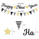 Glitter Happy New Year 2026 Black Banner New Year’s Eve Party Decor
