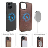 For Iphone 13 Wallet Case Compatible With Magsafe Wireless Charging, Rfid Blocking Magnetic Leather Case With Card Slots Holder Kickstand Detachable Wrist Strap 6.1 Inch (Brown)