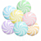 7 Colors Macaron Candy Foil Balloons, 18" Round for Candyland Party Decor
