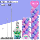 Balloon Columns Stand Set Of 4, 7 Feet Telescoping Ballon Arches Stands With Bases For Floor, Height Adjustable Metal Ballon Tower Pillar Kits For Graduation, Birthday, Baby Shower