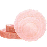 60Pcs Pink Plates For Party - Pink Plastic Plates Disposable&Reusable - Clear Pink Heavy Duty Plastic Plates For Party Including 30 Plastic Dinner Plates 10" & 30 Plastic Dessert Plates 7"