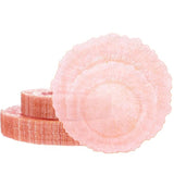 60Pcs Pink Plates For Party - Pink Plastic Plates Disposable&Reusable - Clear Pink Heavy Duty Plastic Plates For Party Including 30 Plastic Dinner Plates 10" & 30 Plastic Dessert Plates 7"