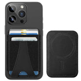 MagSafe Magnetic Wallet for iPhone 16–12 RFID Vegan Leather Black