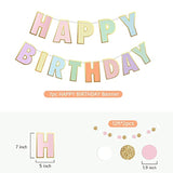 Pre-Strung Pastel Happy Birthday Banner & Dot Garland for Toddler Girls Party