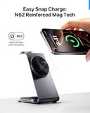 3 in 1 Wireless Charging Station for Magsafe, Magnetic Charger for iPhone 16 15 14 13 12 Pro Max, Wireless Charger for Apple Watch 10 Ultra SE 9 8 7