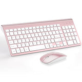 Wireless Keyboard And Mouse Ultra Slim Combo, 2.4G Silent Compact Usb 2400Dpi Mouse And Scissor Switch Keyboard Set With Cover, 2 Aa & 2 Aaa Batteries,For Pc/Laptop/Windows/Mac-Rose Gold White