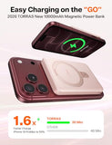 EasyGo 10000mAh Magnetic Portable Charger Power Bank for iPhone, Fast Charging Travel Essential Wireless Battery Pack with Stand Compatible with