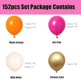 152Pcs Hot Pink And Orange Balloon Garland Arch Kit With Boho Nude Met