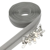 #3 Grey Nylon Coil Zippers By The Yard Bulk 10 Yards With 25Pcs Slider