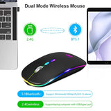Led Wireless Mouse, Slim Rechargeable Silent Portable Usb Optical 2.4G Wireles