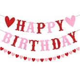 Valentine'S Day & Birthday Banner - Red & Pink Glitter, 3M Long, Pre-Assembled, Wall Mount