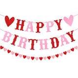 Valentine'S Day & Birthday Banner - Red & Pink Glitter, 3M Long, Pre-Assembled, Wall Mount