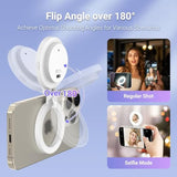 JJC Magnetic Phone Selfie Ring Light, Rechargeable Cell Phone Light with 3 Light Modes/3 Brightness Levels, 180 Flip & Built-in Mirror Design Phone Fill Light for Vlog Live Streaming