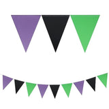 3 Pack Purple Black Green Glitter Halloween Pennant Banner Triangle Flag Party Decorations