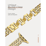 Gold Watch Bands For Women Compatible With Apple Watch Band 38Mm 40Mm 41Mm 42Mm (S10) Adjustable Metal Band Cowboy Steel Chain Bracelet For Iwatch Series1/2/3/4/5/6/7/8/9/10/Se (No Case)