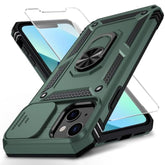 For Iphone 13 Mini Case With Camera Lens Cover, Hd Screen Protector, 10 Ft Military Grade Drop Protection, Magnetic Ring Holder Kickstand Protective Phone Case For Iphone 13 Mini (Pine Green)